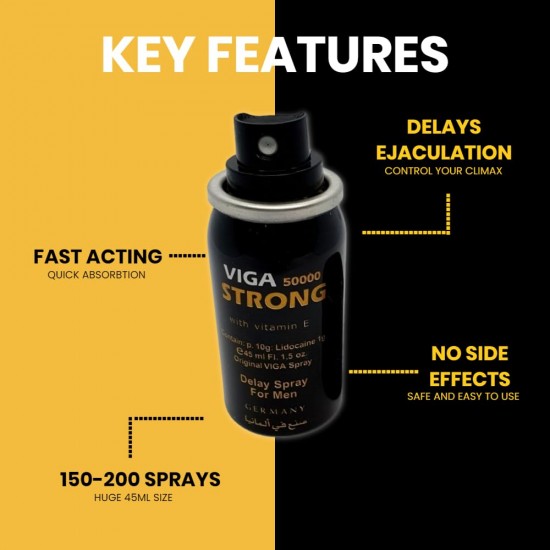   50000 Strong Delay Spray | 45ml | Fast Acting Male Desensitizier for Men Last Longer in Bed Prolong Climax